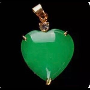 Jade heart necklace, Heart Shape Chinese Green Jade Necklace